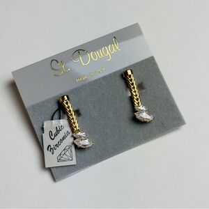 St. Dougal Gold Tone CZ Pierced Earrings